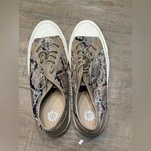 Yellow Box Beige and Black Snakeskin Sneakers